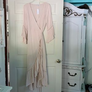 Boho Cream Ruffled Wrap Dress by Baltic Born